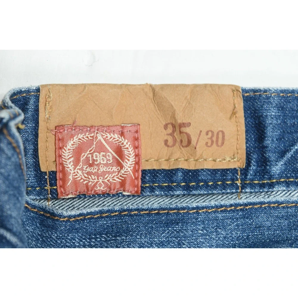 Vintage GAP 1969 Boot Cut Jeans Mens 35x30 Blue Relaxed Fit Low Rise Y2K Denim